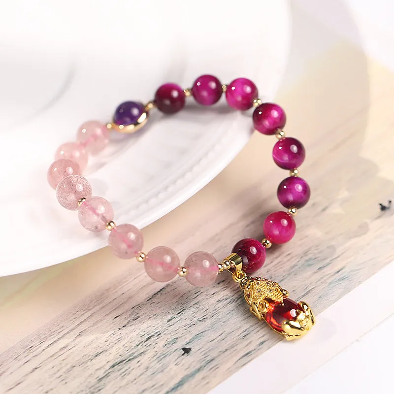 Two-Color Amethyst Stone Crystal Bracelet