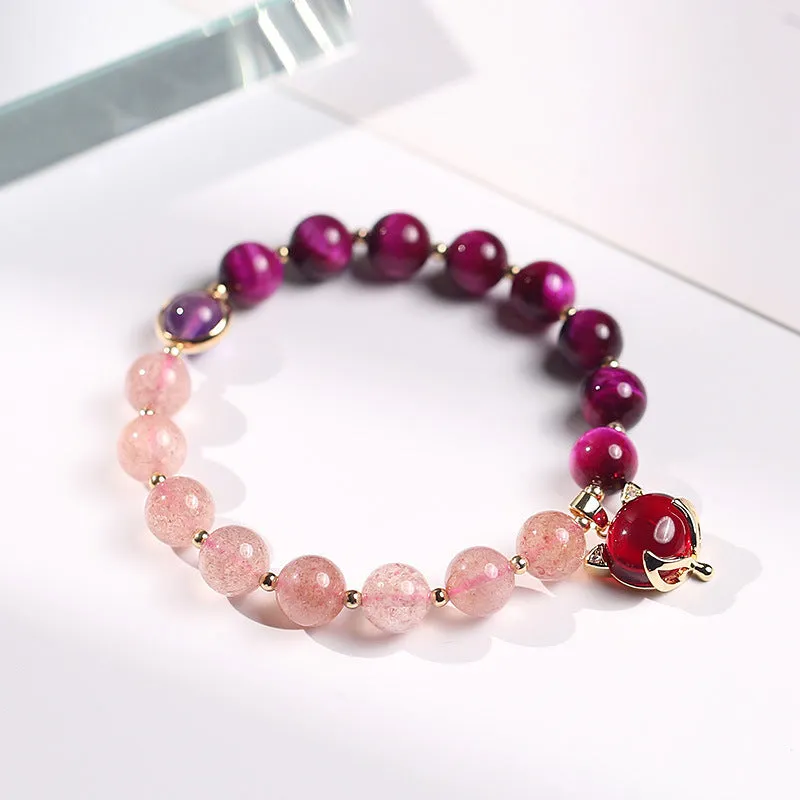 Two-Color Amethyst Stone Crystal Bracelet