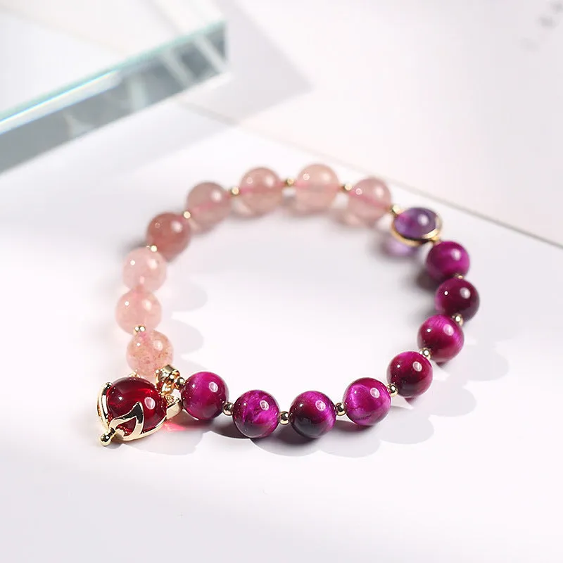 Two-Color Amethyst Stone Crystal Bracelet