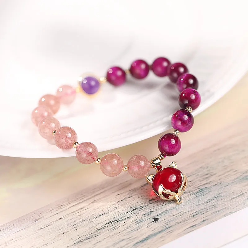 Two-Color Amethyst Stone Crystal Bracelet