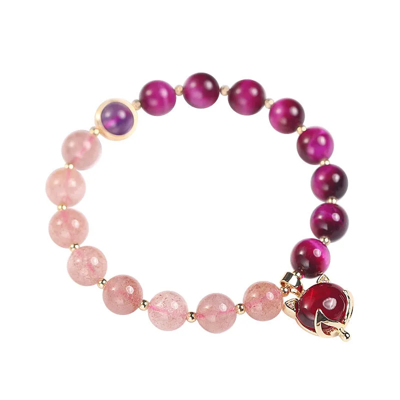 Two-Color Amethyst Stone Crystal Bracelet