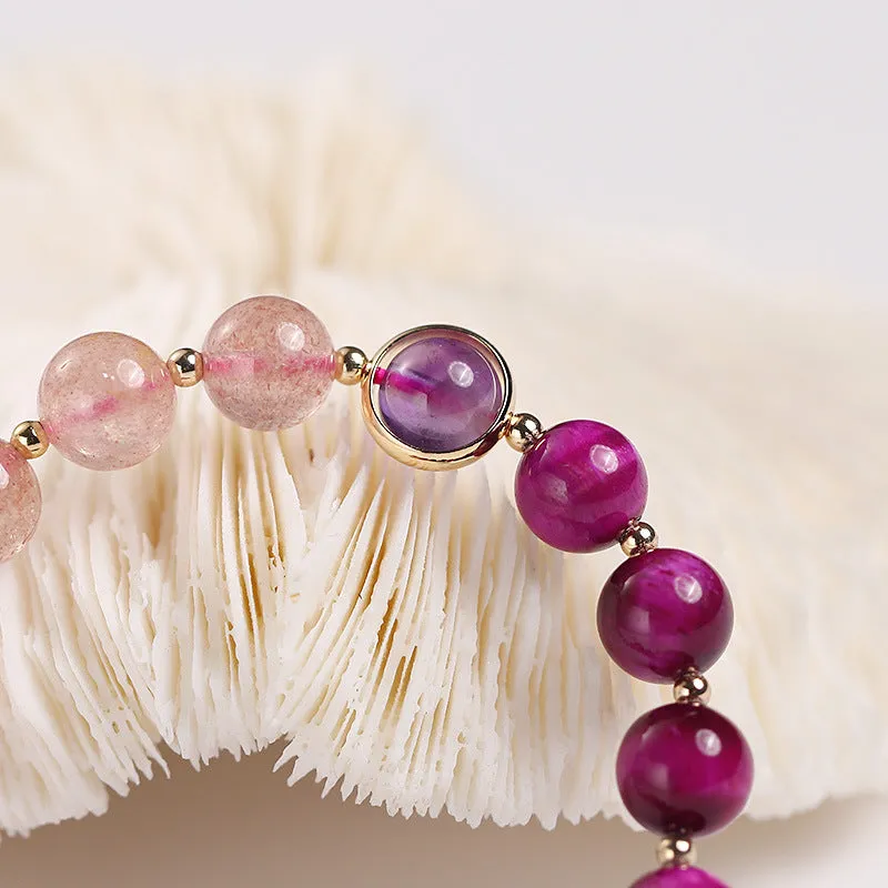 Two-Color Amethyst Stone Crystal Bracelet