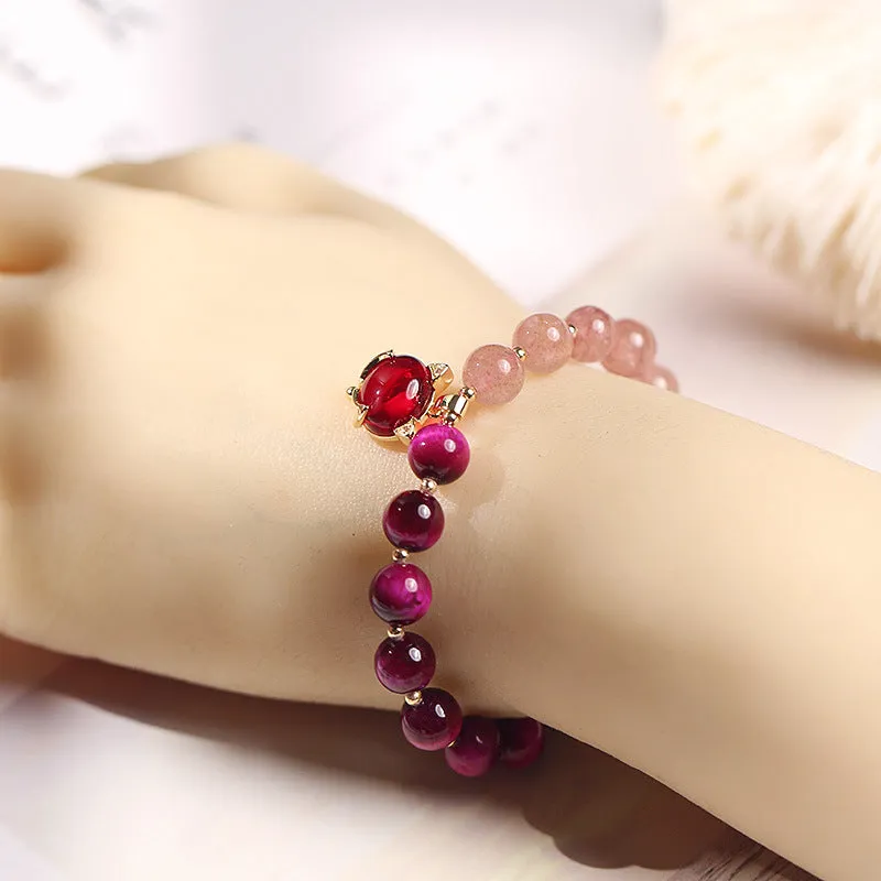 Two-Color Amethyst Stone Crystal Bracelet