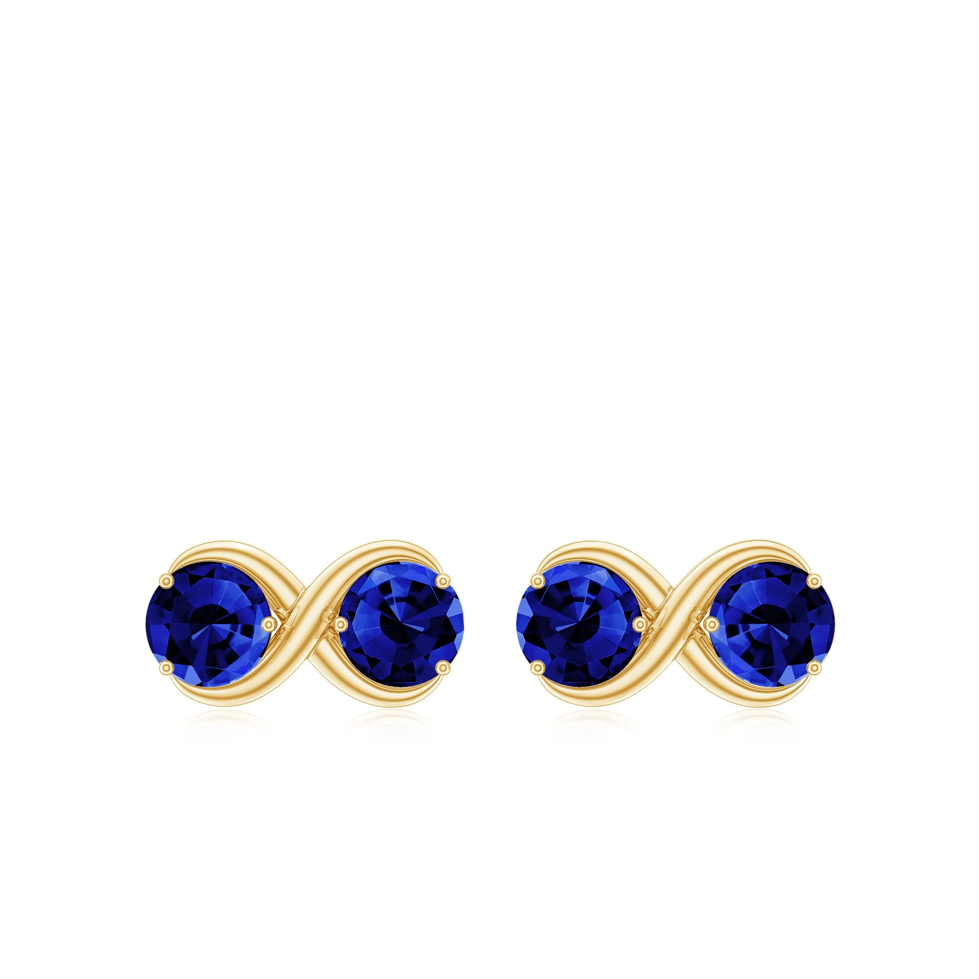 Two Stone Infinity Stud Earrings with Created Blue Sapphire