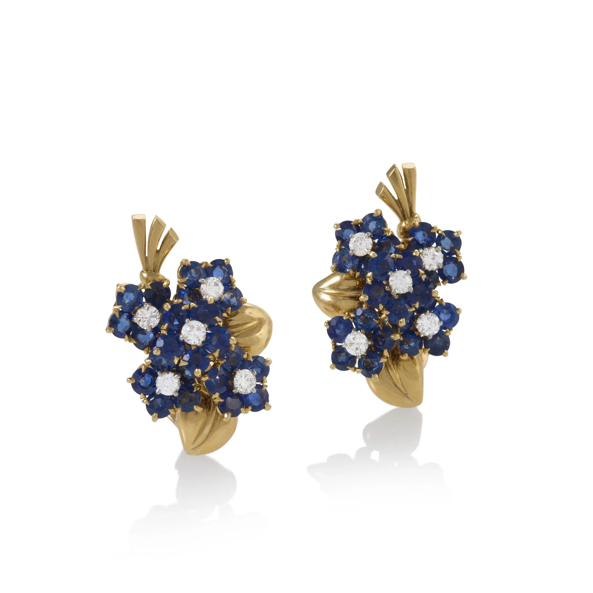 Van Cleef & Arpels Sapphire and Diamond Bouquet Earrings