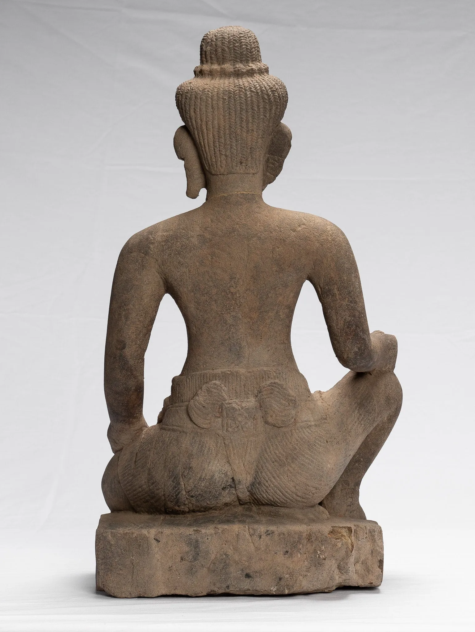 Vishnu Statue - Antique Baphuon Style Stone Seated Khmer Vishnu Statue - 48cm / 19"