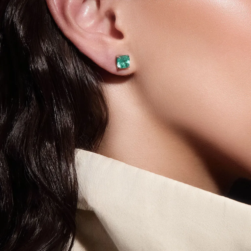 White Gold Emerald Stud Earrings