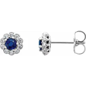 White gold Sapphire and Diamond Earrings