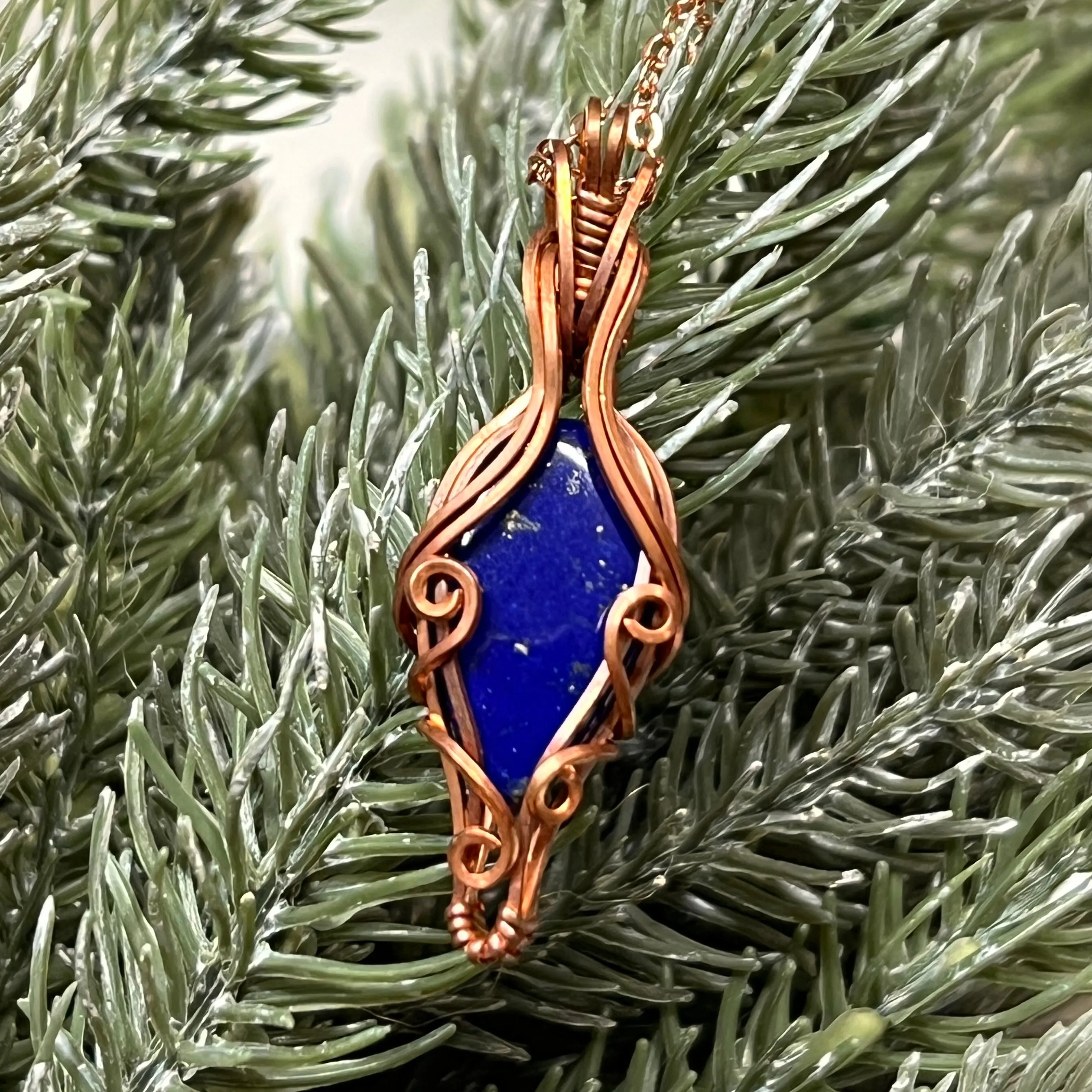 Wire-Wrapped Lapis Necklace