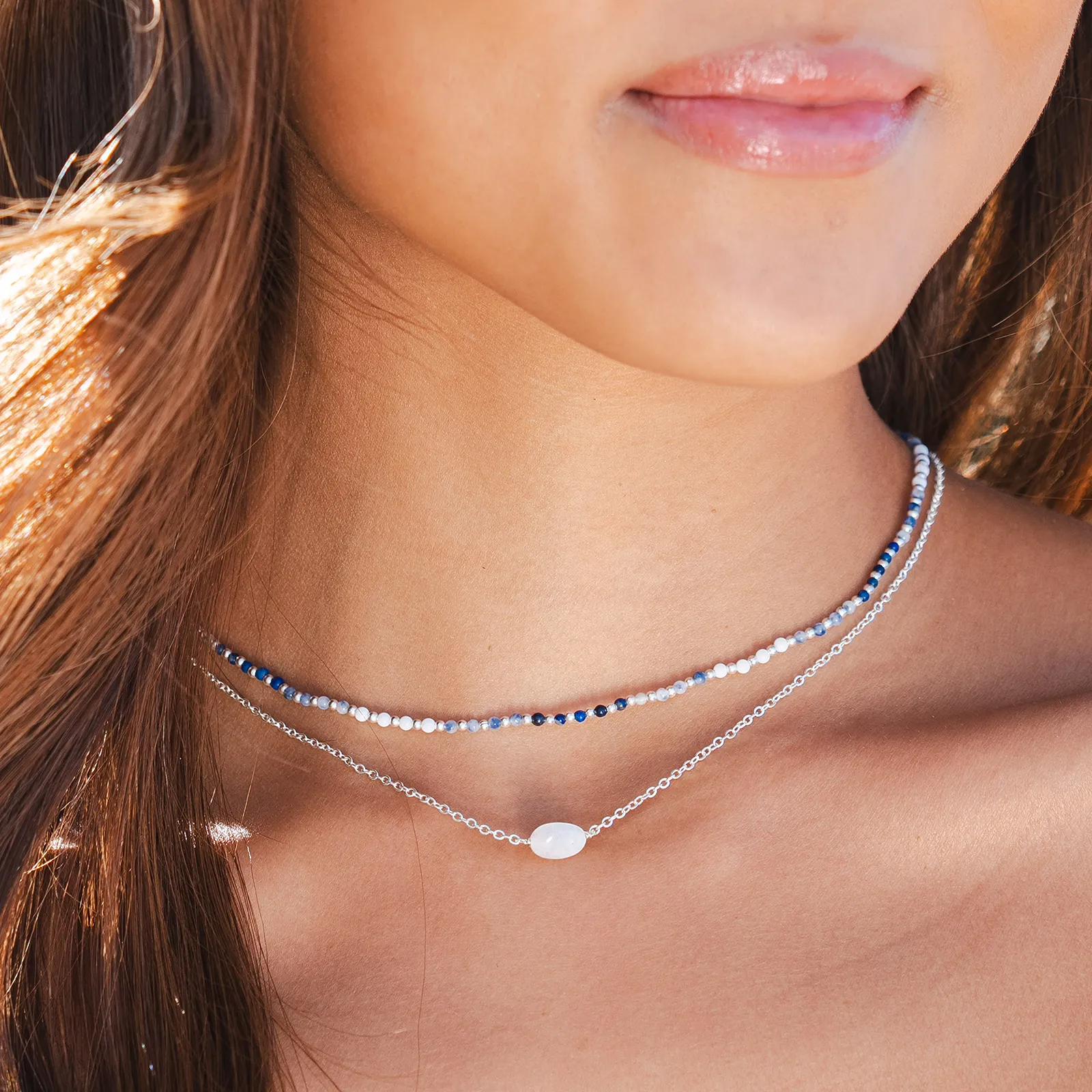 Wisdom 2mm   Moonstone Necklace Stack