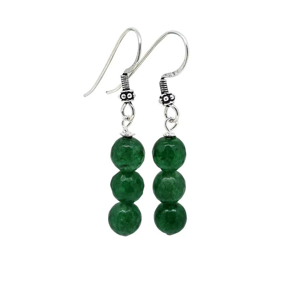 Womens Handmade Green Agate Dangle Drop Earrings 925 Sterling Silver