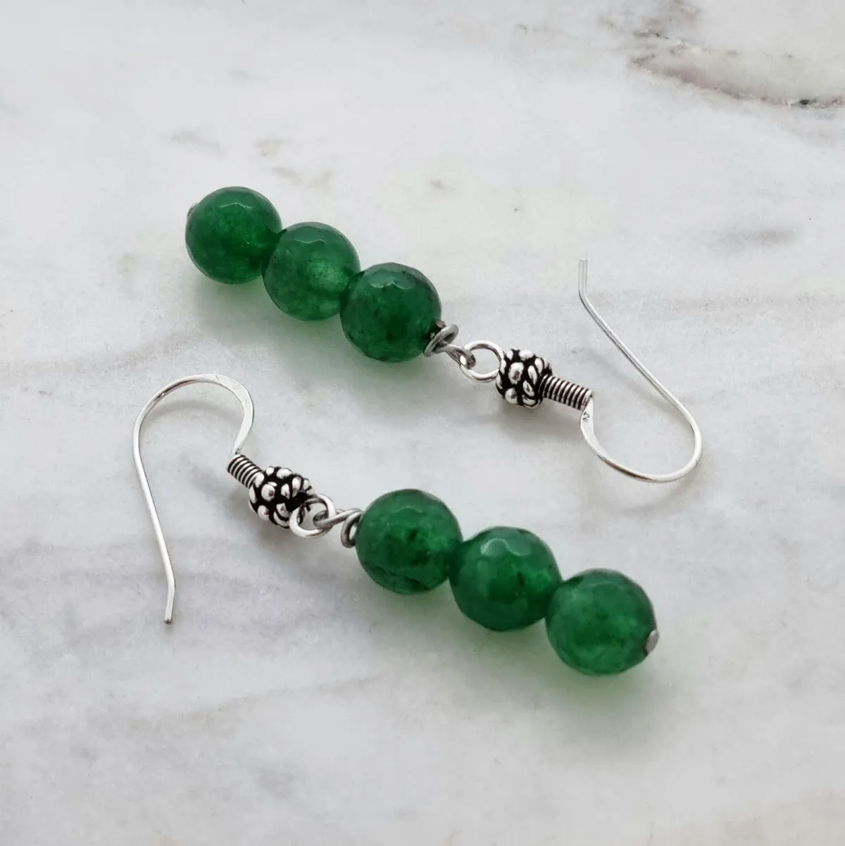 Womens Handmade Green Agate Dangle Drop Earrings 925 Sterling Silver