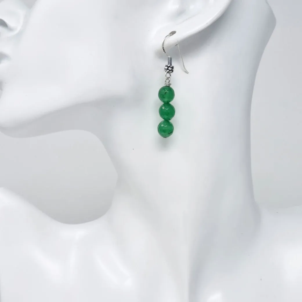 Womens Handmade Green Agate Dangle Drop Earrings 925 Sterling Silver