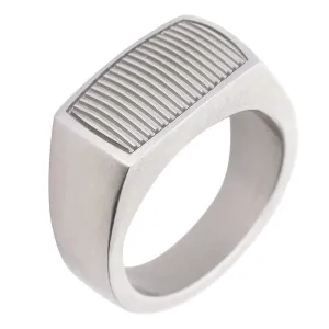 Xen Steel grooved rectangle ring Size U