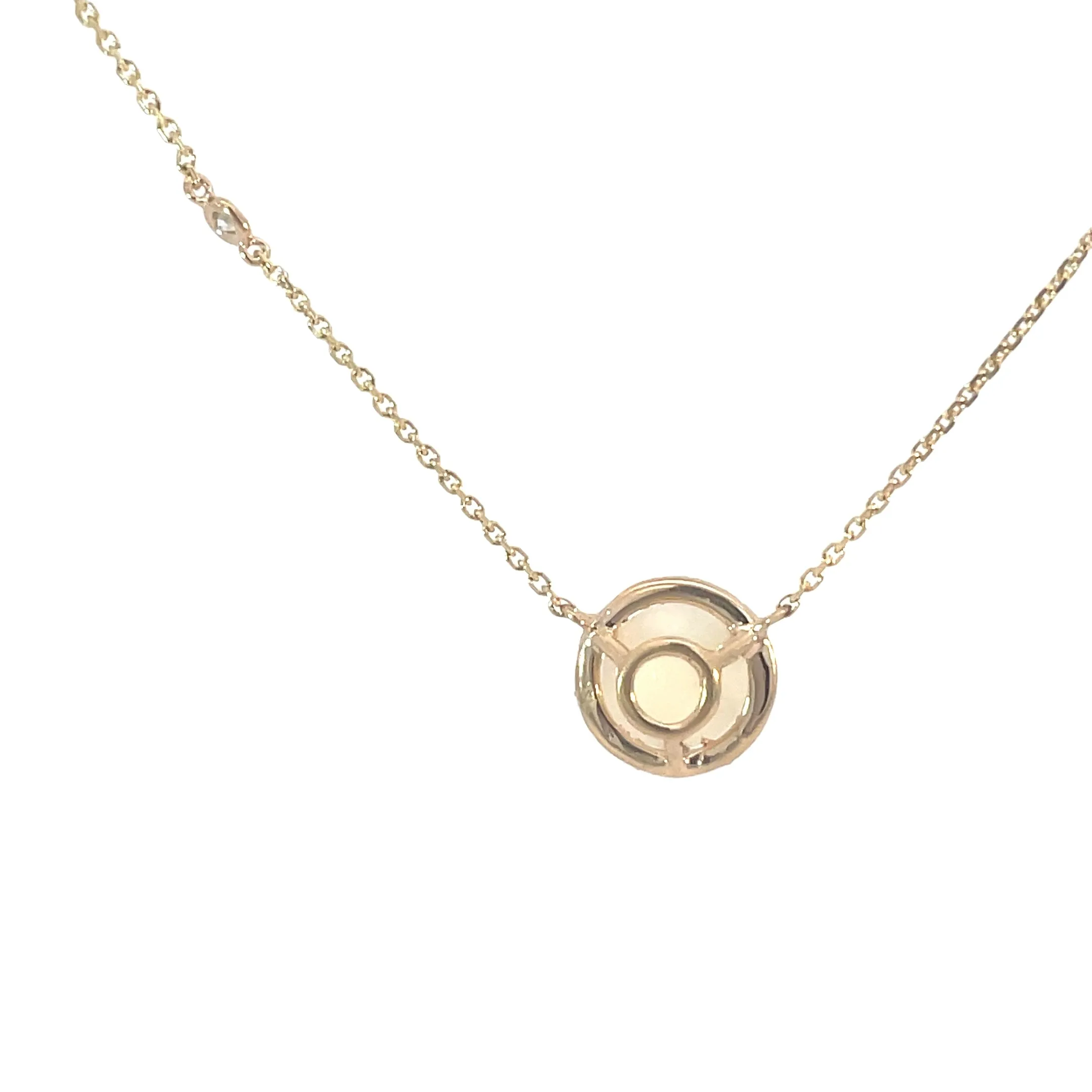 Yellow Gold Opal Halo Station Necklace